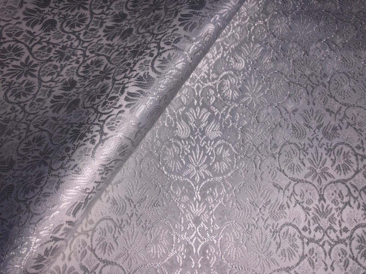 Silk Brocade fabric WHITE with self color motif 58" wide Jacquard BRO913[6]