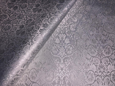 Silk Brocade fabric WHITE with self color motif 58" wide Jacquard BRO913[6]