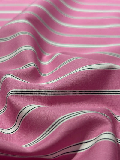 100% Cotton Poplin 58" wide stripes available in 2 colors pink and blue [17757/58]
