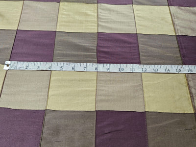 100% PURE SILK DUPIONI FABRIC BROWN,,GOLD,PURPLE COLOR PLAIDS 54" WIDE DUPNEWCROLL30