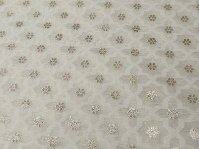 100% cotton brocade FABRIC IVORY and gold metallic MOTIF jacquard COLOR 44" wide BRO882[4]