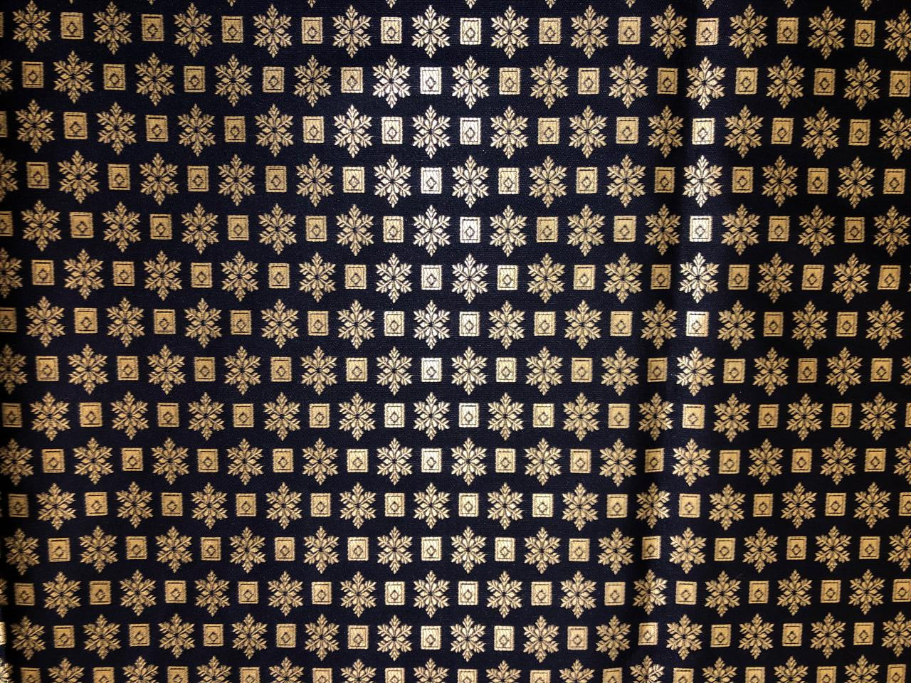 Silk Brocade fabric navy and subtle gold  BRO1085[1]