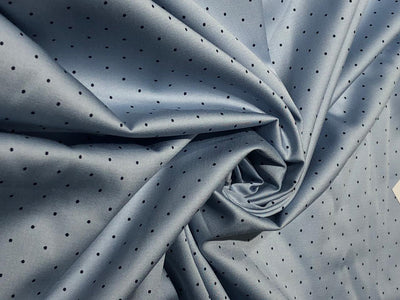 100% COTTON SATIN powder blue with black tiny dots  54" wide [17576]