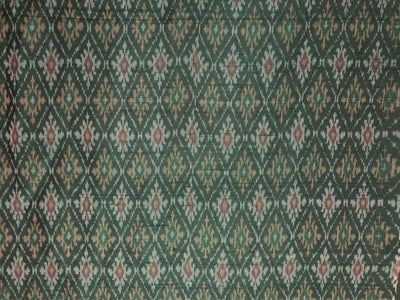 100% pure silk dupion ikat fabric green color 44" wide available in 2 combinations[18473/74]