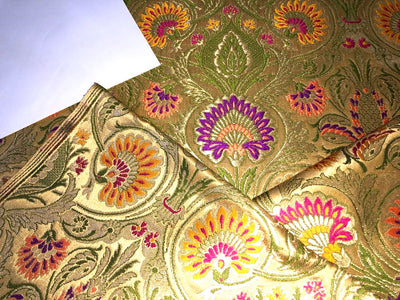 Silk Brocade King Khab fabric 36" wide BRO920 available in 6 colors PINK/ GOLD/ NAVY/ MANGO YELLOW / RED /BLACK