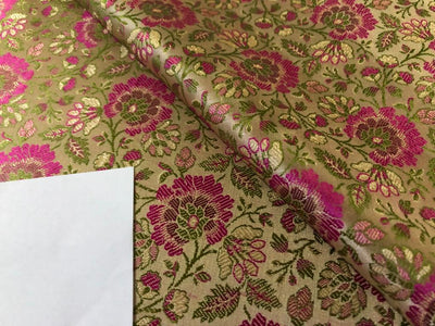 Silk Brocade fabric 44" wide Floral Jacquard available in 5 colors BRO 919 NAVY, GREEN ,DEEP BURGANDY,GOLD,RED[15714-15718]