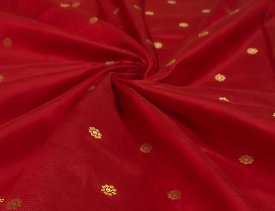 100% PURE Silk Brocade fabric with tiny floral motifs in gold available in 3 shades BRO1101[3/4/5]