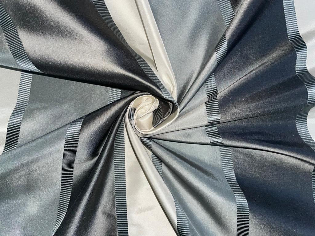 silk taffeta steel grey/ grey/ivory stripes 54" wide Taf#S67[1]