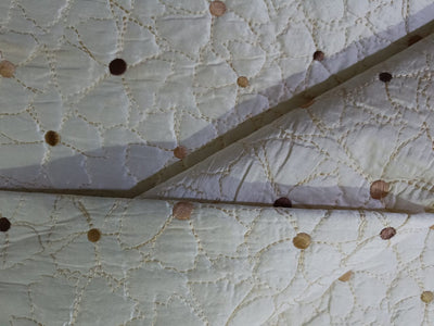 Silk Dupioni Quilted Fabric with dots available in 3 colours IVORY/GREY AND BURGUNDY