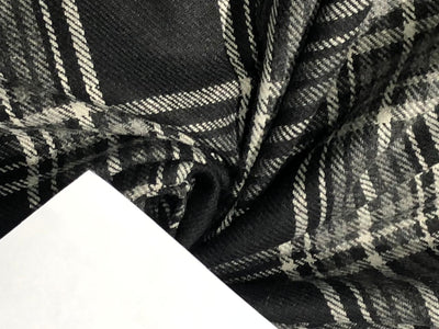 Tweed Premium Suiting WOOL BLENDED plaids BLACK ,GREY AND WHITE Fabric 58" wide [16801]