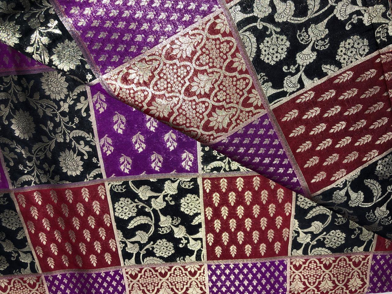 Silk Brocade fabric multi colors of  jacquard BRO1071 available in 8 different color combinations[BRO1071[]