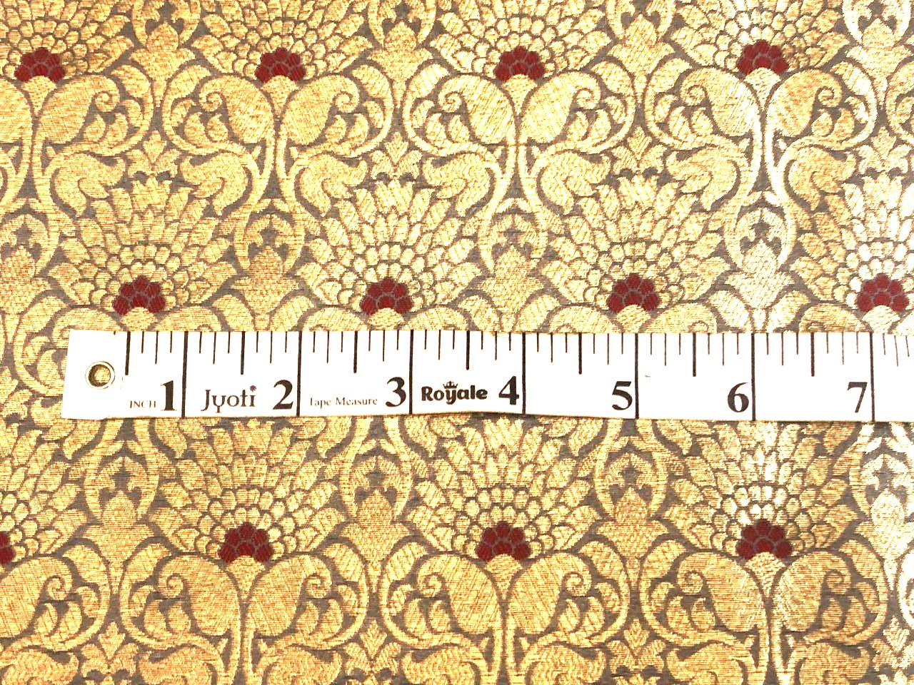 Silk Brocade fabric slate blue with subtle gold metallic jacquard 44" wide BRO1099[1]