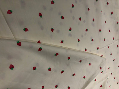 100% Cotton Poplin 58" Ivory with small red strawberry motifs [17560]