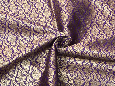 Silk Brocade fabric with subtle gold metallic jacquard motifs44" wide available in 4 colors rosy brown ,rust, bottle green and purple BRO1104