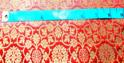 Brocade fabric FLORA,L with metallic gold 44" wide available in 3 colors BRO889 [green/watermelon red/blood red]