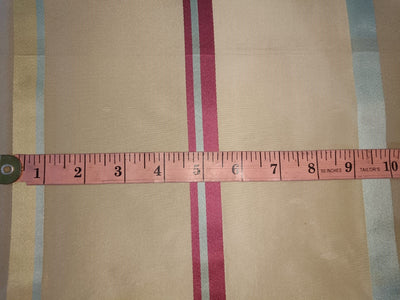 100% Silk Taffeta Fabric Champagne multi colour satin stripes 54" wide Taf#S103
