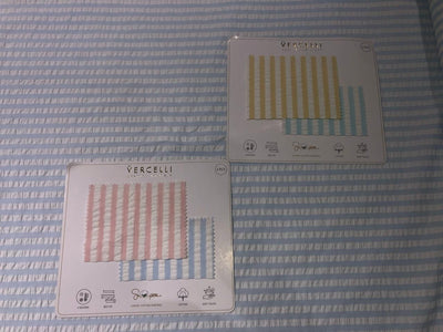 Italian cotton seersucker fabric 58" wide available in white / multi/ blue /fawn /baby pink/ sky blue and bright blue seersucker stripes