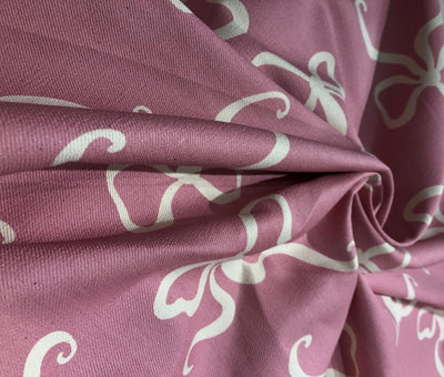 100% Cotton Denim  ONION PINK ,DAINTY BOW PRINT Fabric 58" wide  [17075]