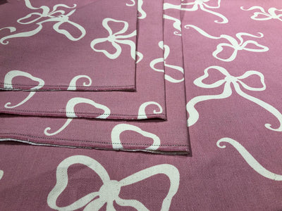 100% Cotton Denim  ONION PINK ,DAINTY BOW PRINT Fabric 58" wide  [17075]