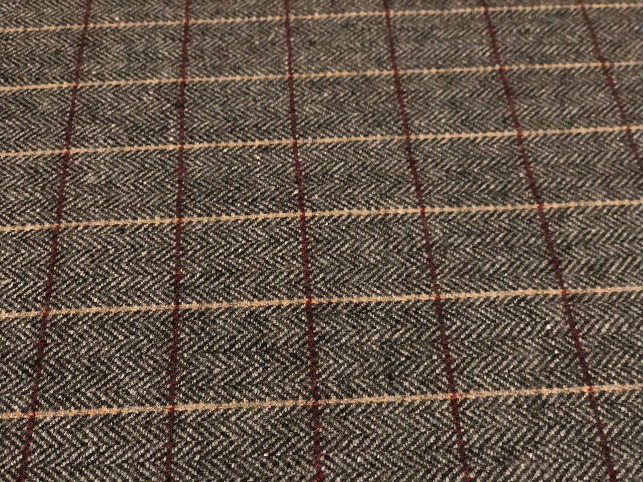 British Tweed Premium Suiting plaids Fabric 58" wide in grey, burgundy and peach [18677]