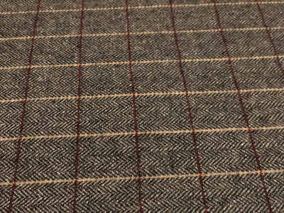 British Tweed Premium Suiting plaids Fabric 58" wide in grey, burgundy and peach [18677]