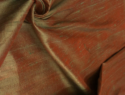 100% Pure silk dupioni fabric orange x green  color 54" wide with slubs MM131[1]
