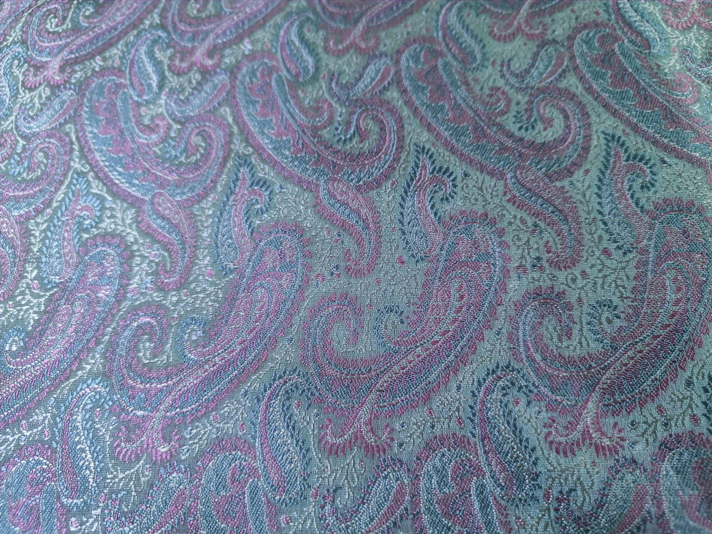 Silk Brocade fabric 44" wide available in two colors Peach / Pink and Blue and Blue /Pink and Green BRO886