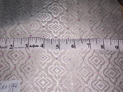 Silk Brocade fabric 44"white ivory motif with subtle lurex dots  BRO1066[1]