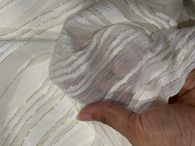 Cotton viscose crush chiffon with satin and lurex stripe fabric 44" wide [17780]