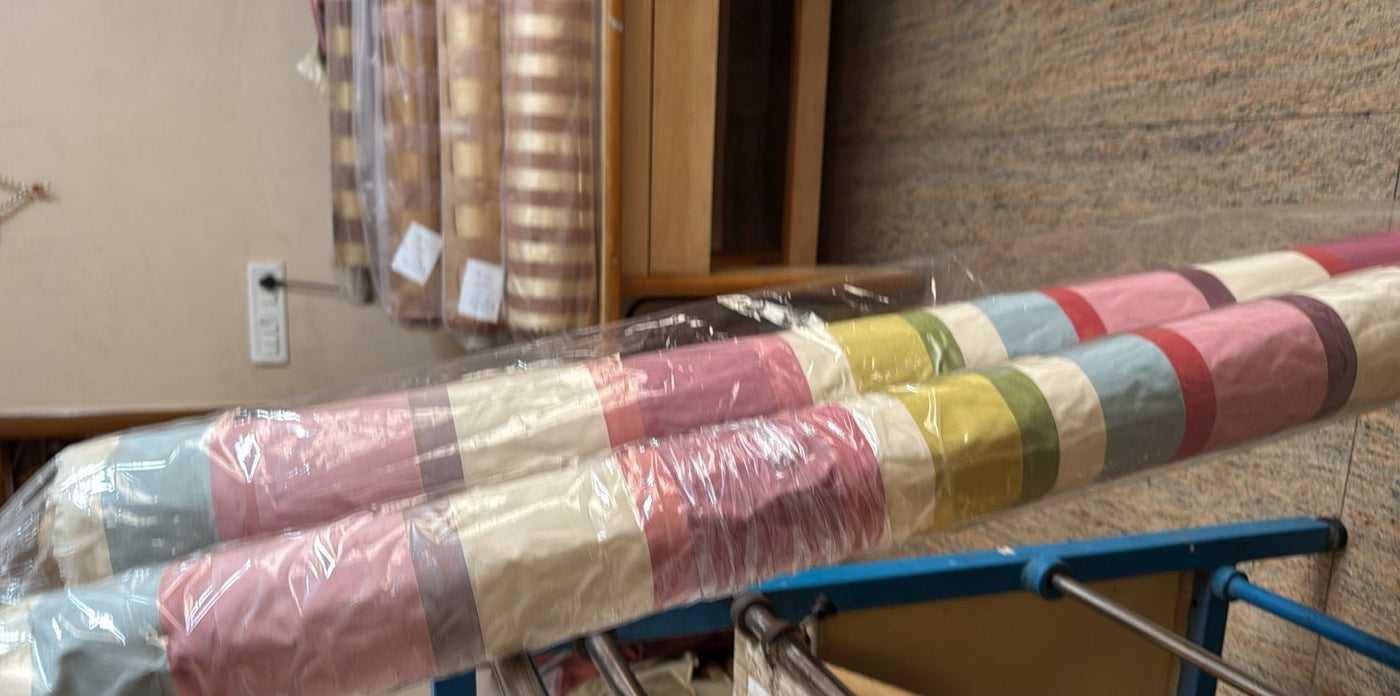 100% silk Taffeta  multi color satin Stripes TAFS169 54"wide