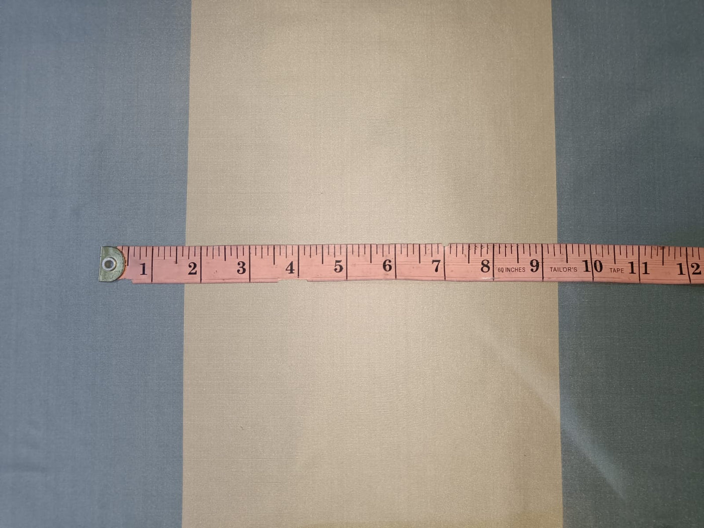 100% Pure Silk Taffeta Fabric Blueish Grey &Cream colour stripes 54" wide Taf#S46