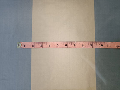 100% Pure Silk Taffeta Fabric Blueish Grey &Cream colour stripes 54" wide Taf#S46