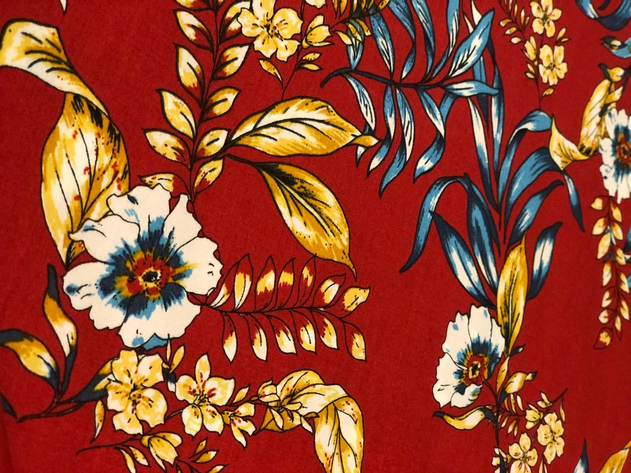 100% Cotton available in 2 prints and colors  print 58" wide red floral and indigo floral [18623/24]