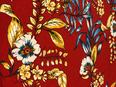 100% Cotton available in 2 prints and colors  print 58" wide red floral and indigo floral [18623/24]