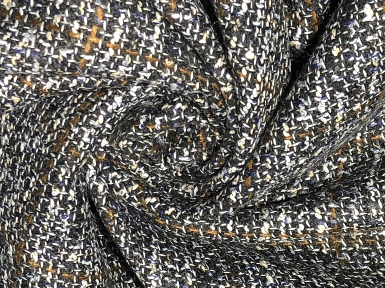 Suiting blended viscose ,poly, acrylic crepe 58" wide black, brown and white  [17718]