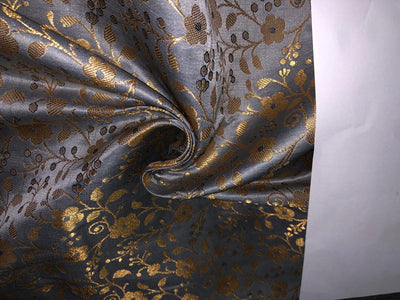 Silk Brocade fabric 44" wide floral Jacquard with metallic gold available in 2 colors BRO938[1/2]