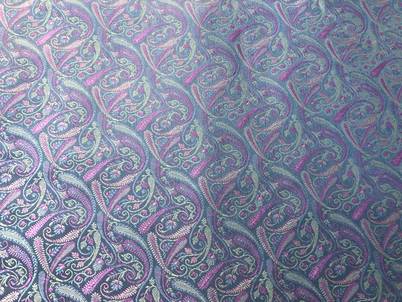 Silk Brocade fabric multi color paisleys available in 4 colors red , green , minty olive and silver BRO1089