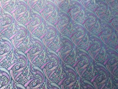 Silk Brocade fabric multi color paisleys available in 4 colors red , green , minty olive and silver BRO1089