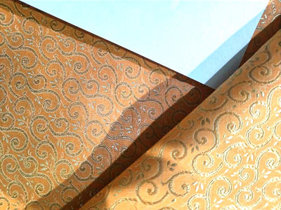 Silk Brocade FABRIC PEACH and Gold  Color 44" WIDE BRO395[4]