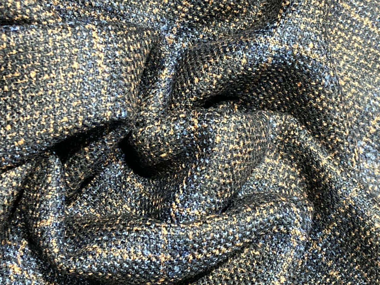 Tweed Suiting Blended With Viscose 58" wide plaids tan brown and navy [17719]