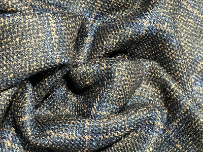 Tweed Suiting Blended With Viscose 58" wide plaids tan brown and navy [17719]
