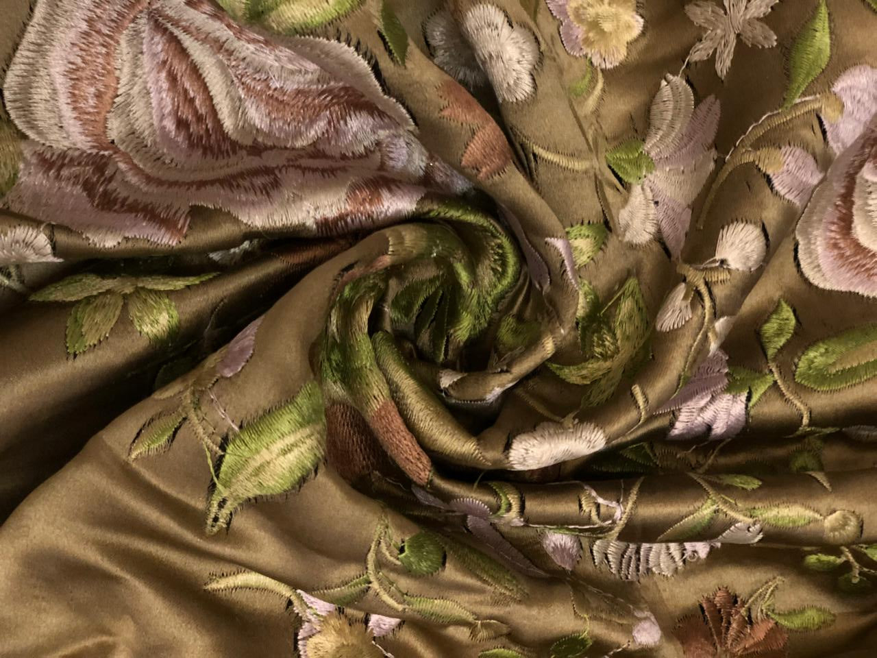 100% pure silk 45 momme EMBROIDERED dutchess satin 54&quot; wide [8930]