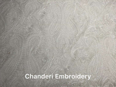 100% cotton Chanderi  White Embroidered  44&quot; wide &quot;