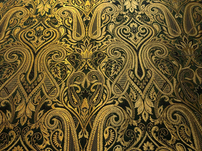 Silk Brocade fabric gold jacquard paisleys available in 3 colors pink/teal , green and red/black  BRO1103