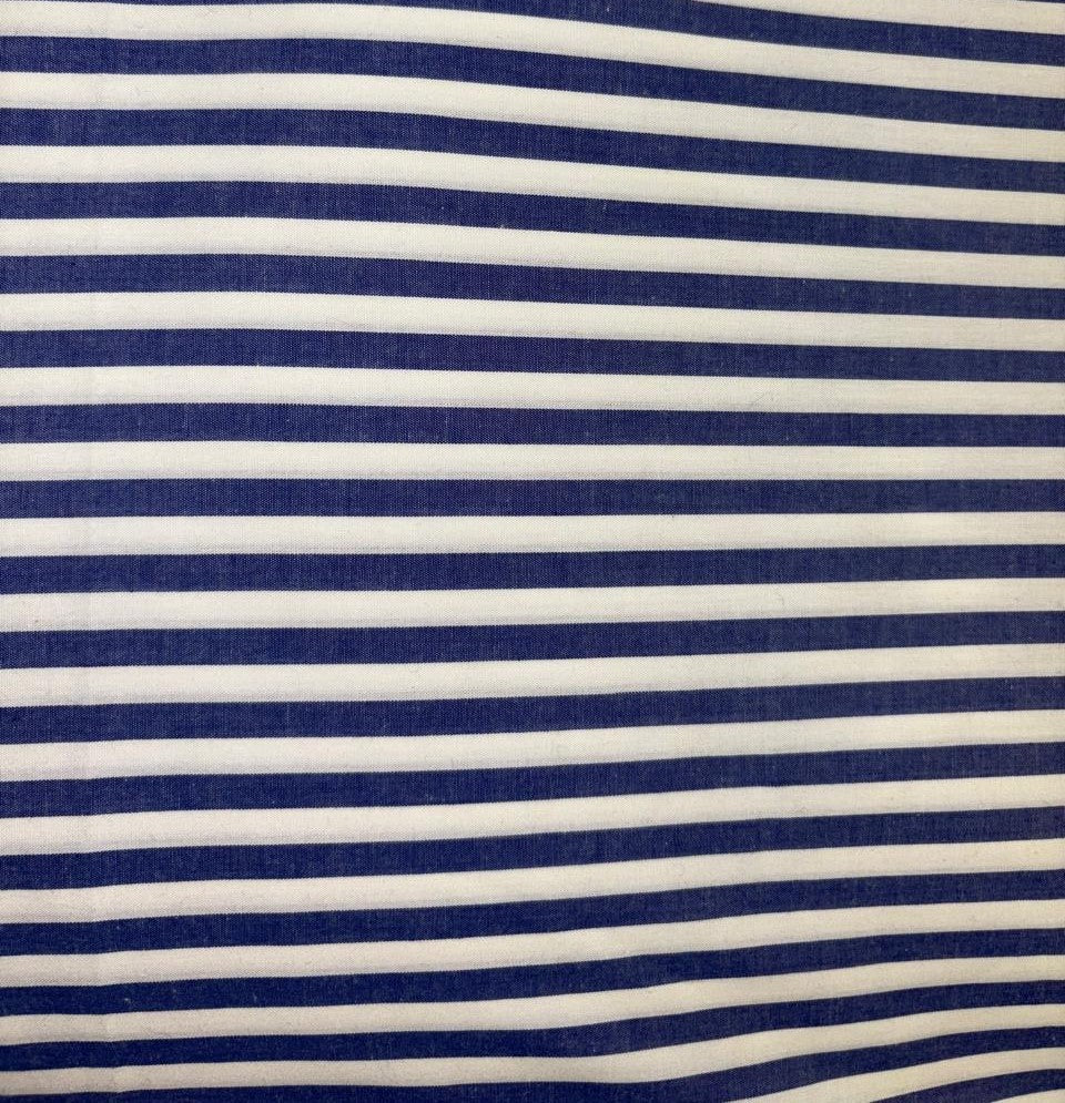 100% Cotton Chambray denim blue and white color horizontal  stripe 58" wide [18526]