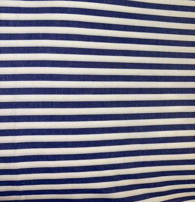 100% Cotton Chambray denim blue and white color horizontal  stripe 58" wide [18526]