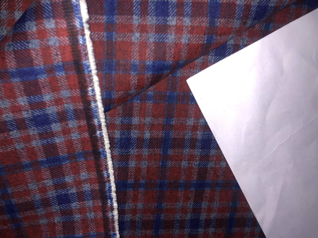 100% Cotton Denim Fabric 58" wide REVERSABLE available in 2 colors red and blue plaids with a solid denim blue reverse AND a blue purple plaid with a solid blue reverse with a [15747/48]