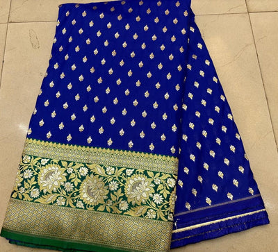 Silk Brocade fabric  8" border total 44" wide available in 2 colors royal blue ,green and golden yellow,pink BRO1096[1/2]