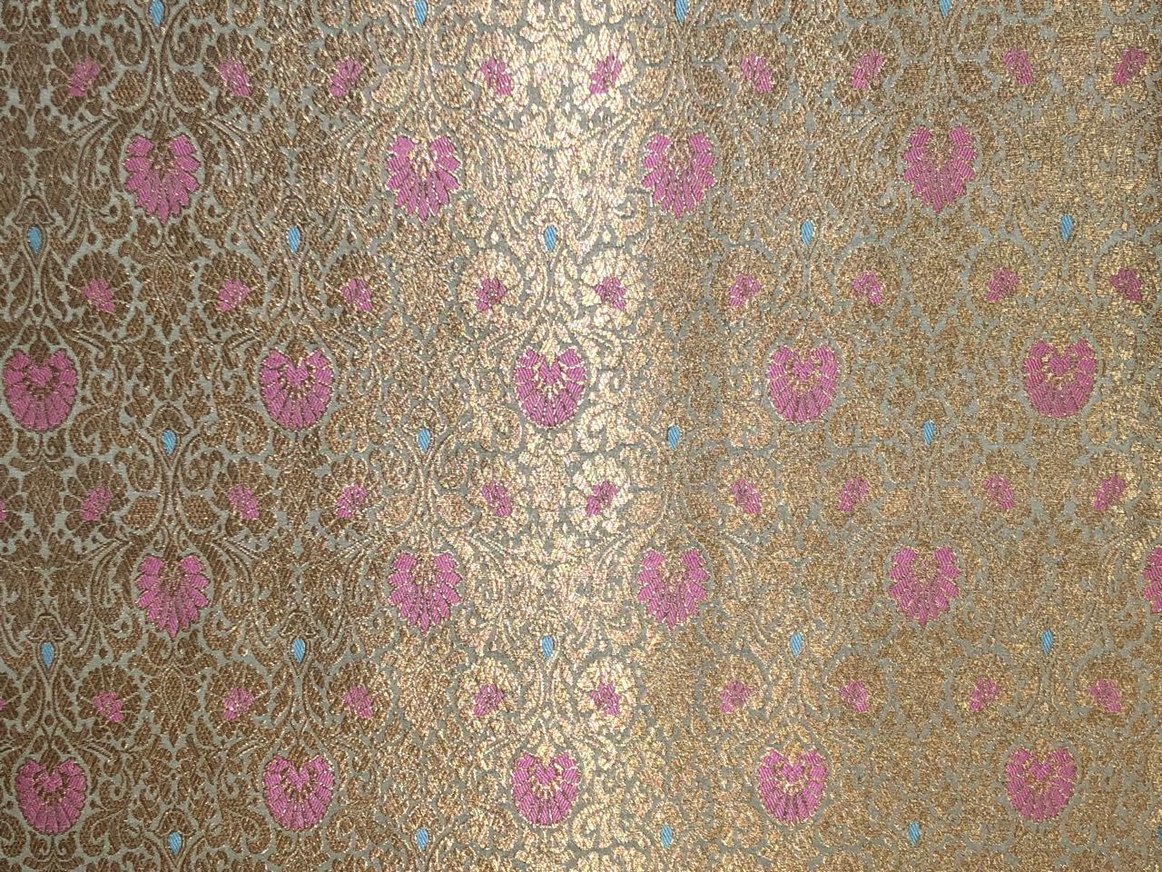Silk Brocade fabric available in 2 colors sea green and peach orange jacquard  BRO1081[1/2]