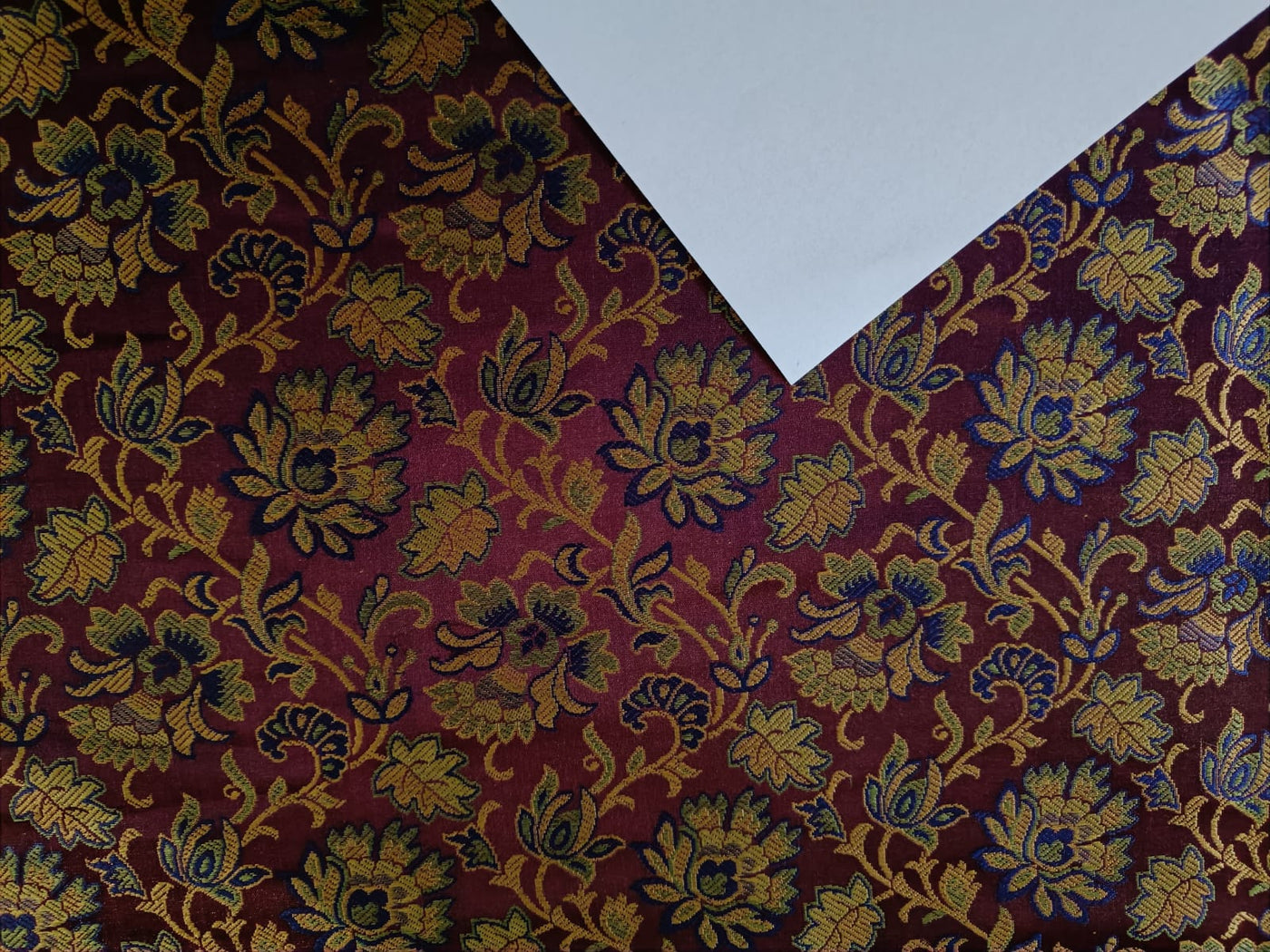 Silk Brocade fabric 44" wide available in 4 colors coral, burgundy ,green and nude BRO897